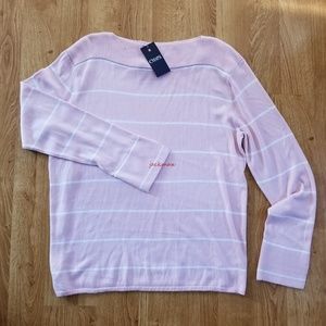 CHAPS Womens XXL Pink White Stripe Sweater NWT $60